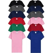 BILLIONHATS 12 Pack of Womens T-Shirts in Bulk, Cotton Crew Neck Scoop Short Sleeve Tees Mix Colors Bulk